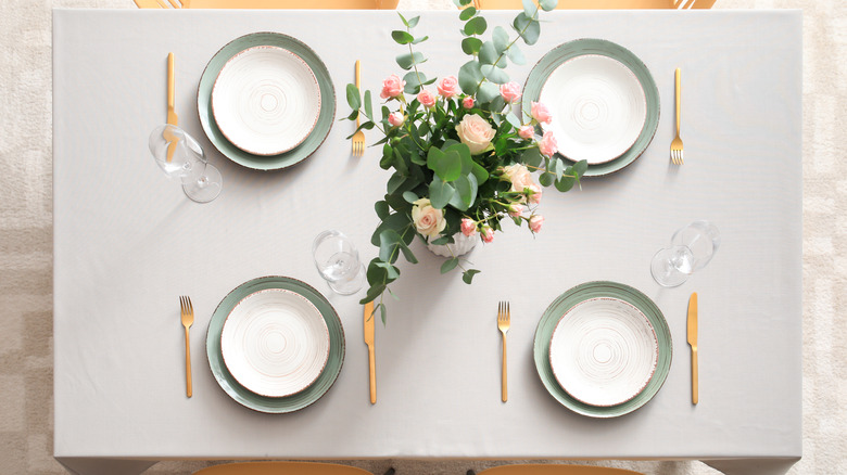flower bouquet on dining table