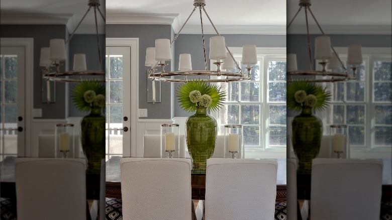three centerpieces on table