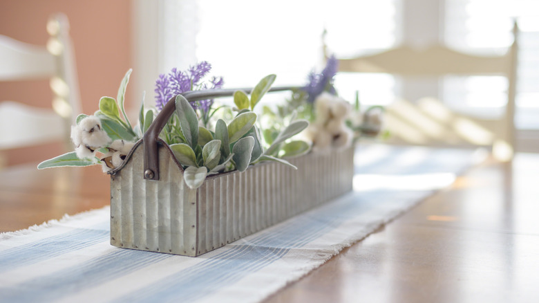 metal container on dining table
