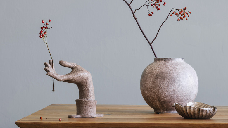 hand sculpture on table