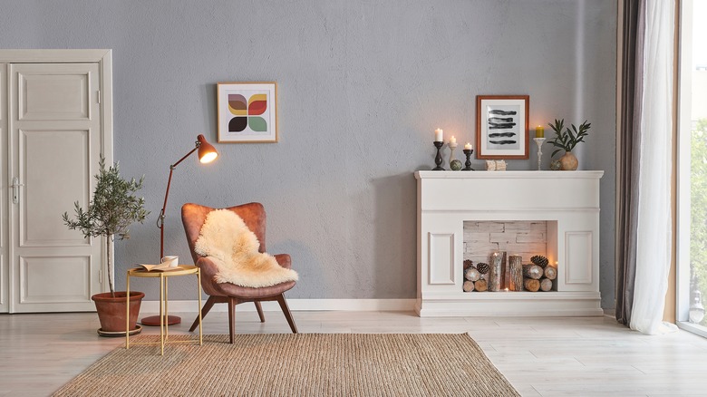 Wood in a fake fireplace
