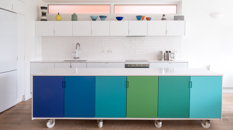 Kitchen island with many colors
