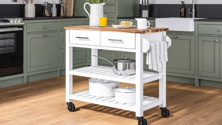 Seville acacia-top kitchen cart with drawers from Costco