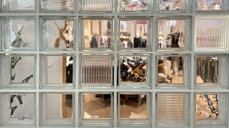 Glass block window showing interior space