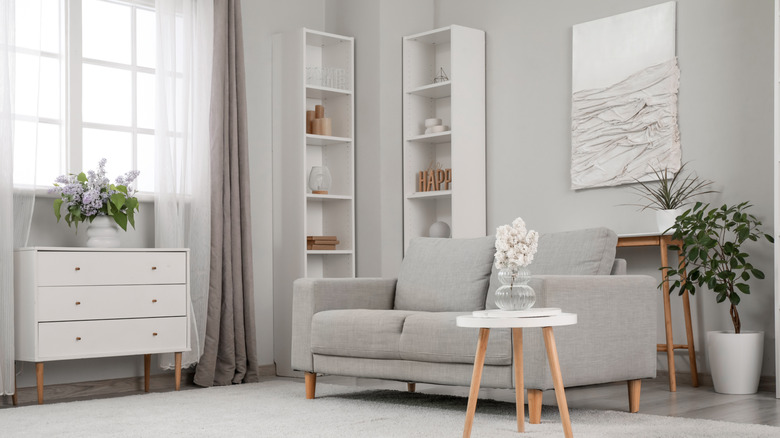 All gray living room interior.