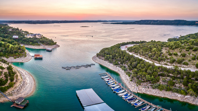 Lake travis marina with boats