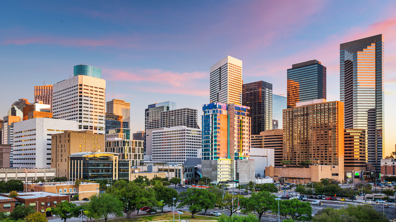 downtown houston skyline with buildings