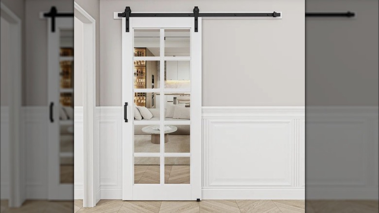 Solid glass barn door