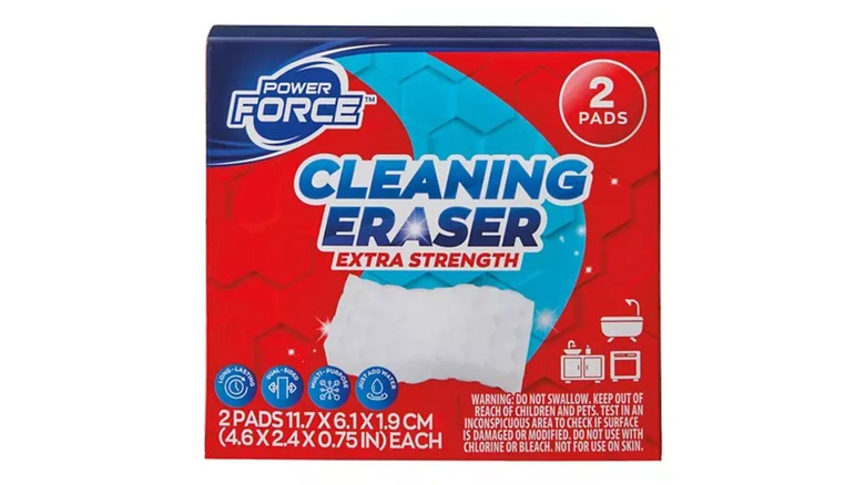 A red box of Power Force Cleaning Eraser Pads