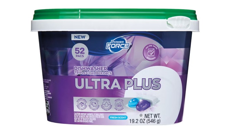 A carton of Ultra Plus dish pods