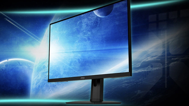 MSI gaming monitor on black and blue background