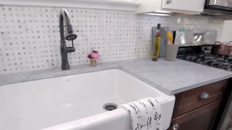 Carrara marble countertop with sink