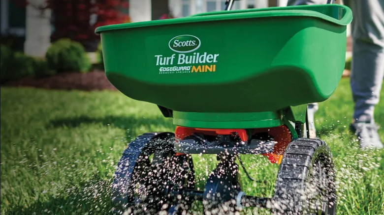 Scotts fertilizer spread on grass