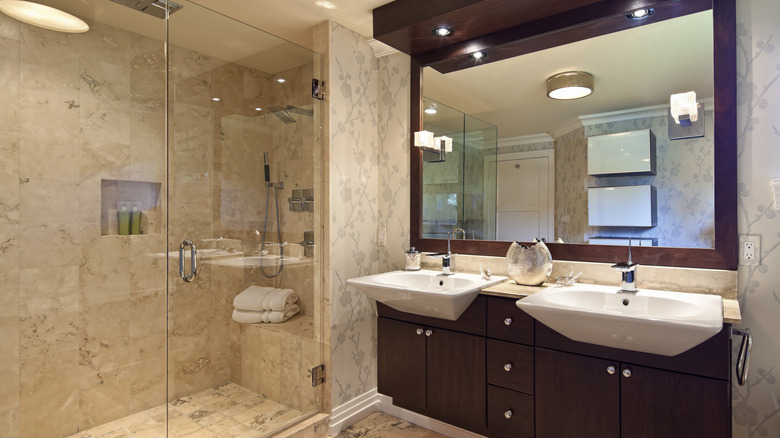 marble bathroom and shower