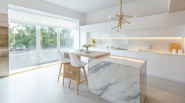 trendy modern white kitchen