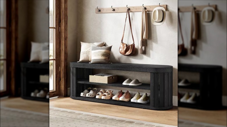 Byblight's Black Entryway Dining Bench in an entryway
