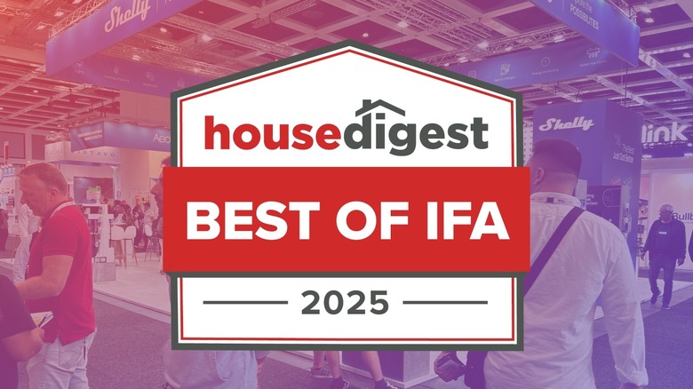 House Digest Best of IFA 2025 graphic in front of IFA floor scene