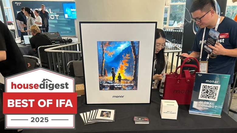Monar Canvas Speaker table display at IFA 2025 with House Digest Best of IFA badge