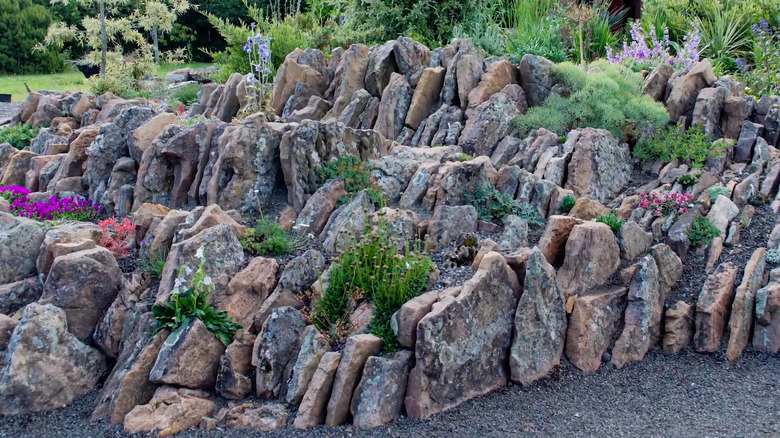 Natural-looking man-made crevice rock garden
