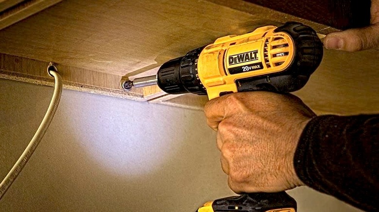 The DeWalt cordless drill driver in use