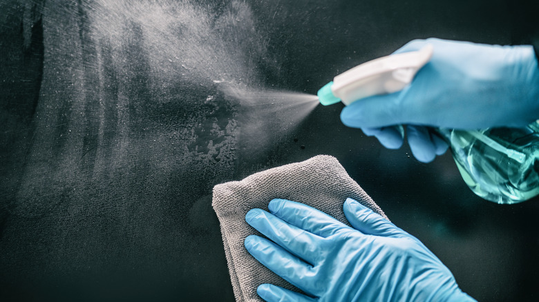 spray bottle and microfiber cloth