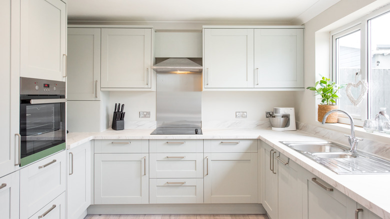 white transitional kitchen