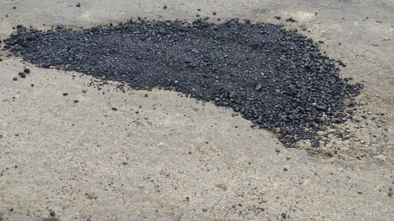 Cold patch asphalt on driveway