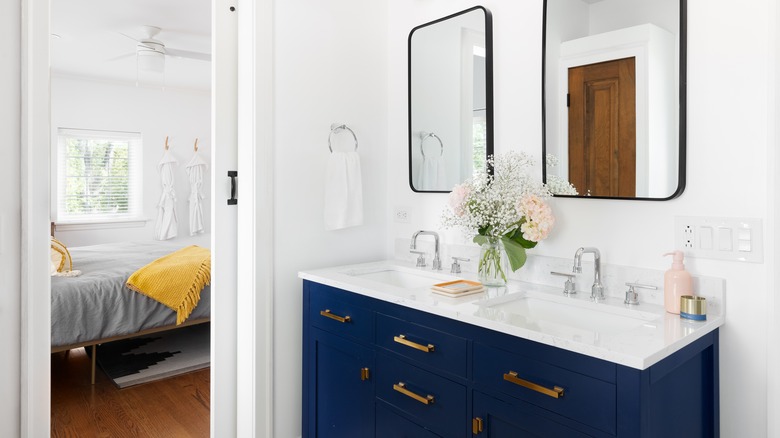 bold blue bathroom vanity