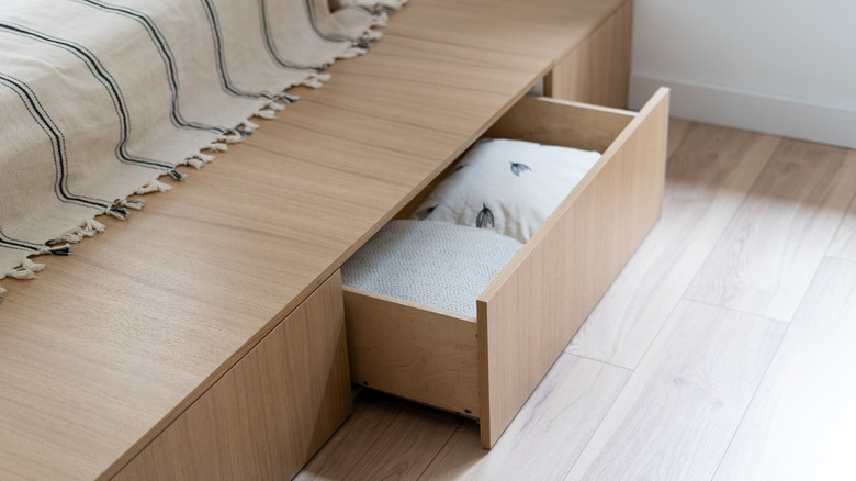open drawer in storage bed