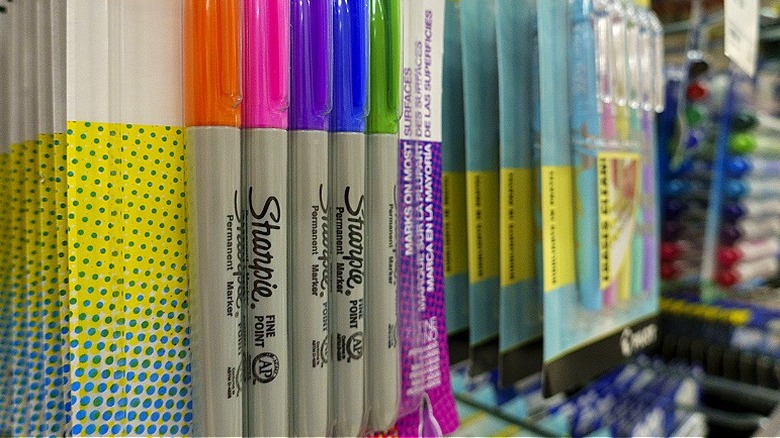 Sharpie colorful marker packs being sold in a store