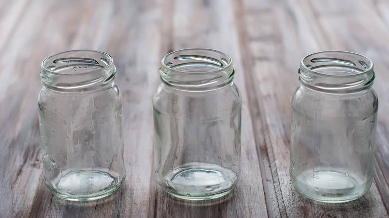 three empty mason jars