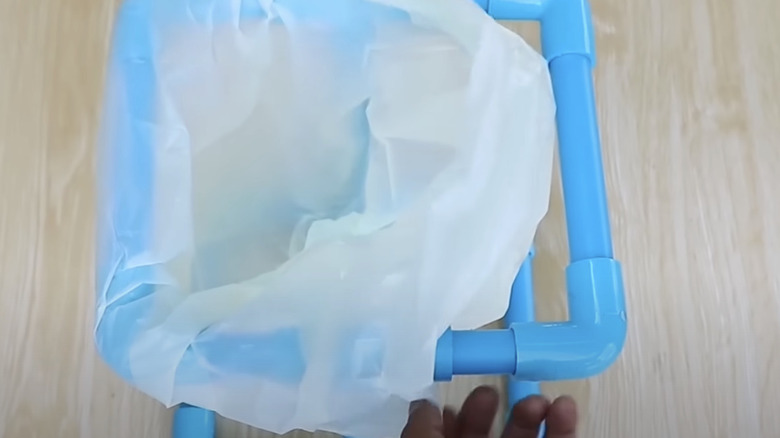 PVC pipe trash bag frame