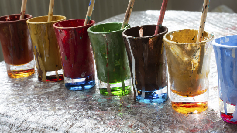 Paint in shot glasses