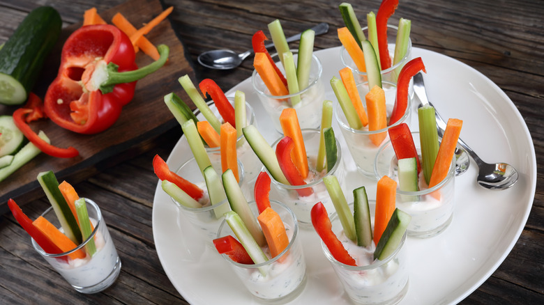 Shot glasses with veggies