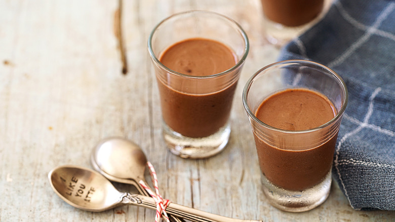 Chocolate mousse in shot glasses