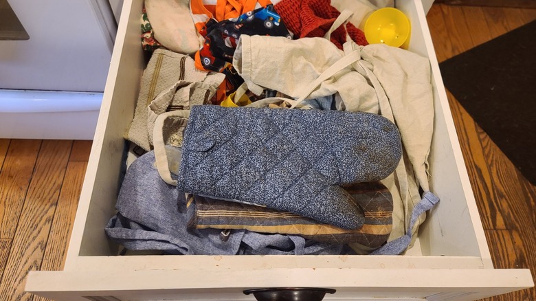 drawer of dish rags