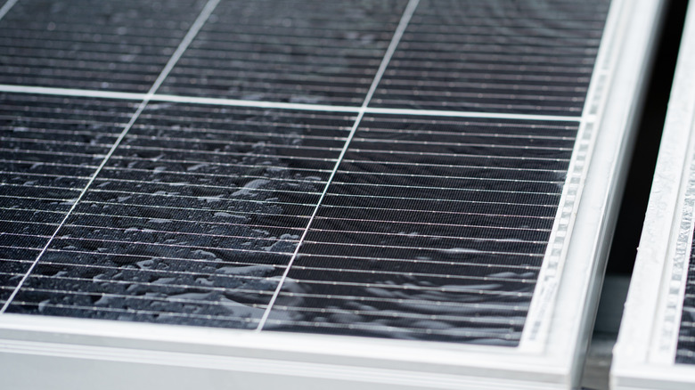 Pooled water on solar panels