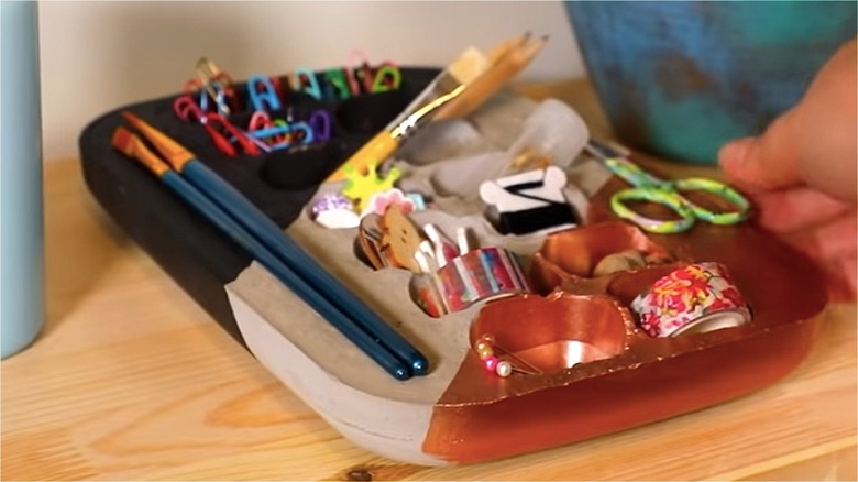 homemade cement catchall tray