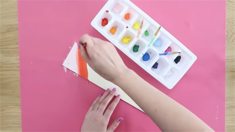 paint in ice cube tray