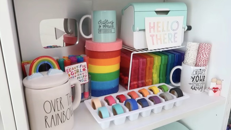 washi tape in ice cube tray