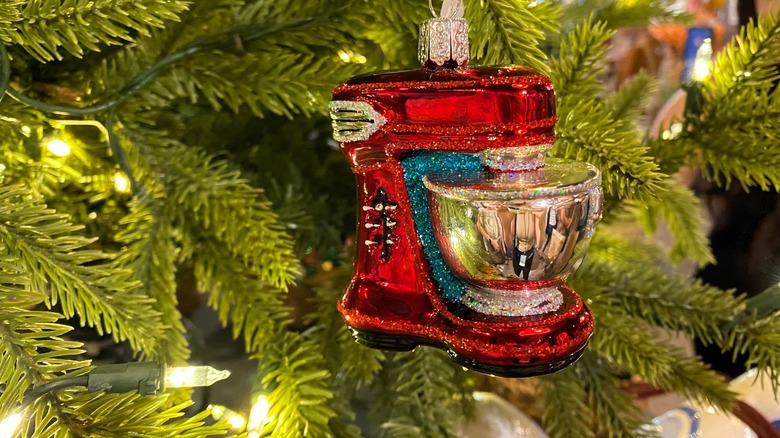 red and green mixer ornament