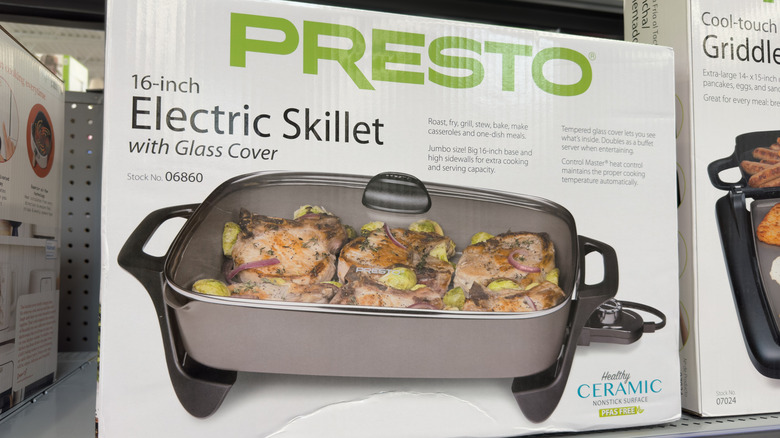 Modern Presto brand electric skillet with lid