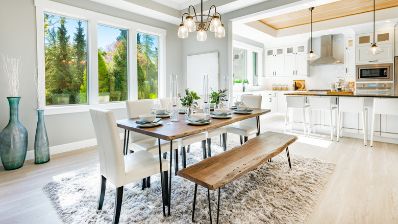 Farmhouse table with imperfect bench