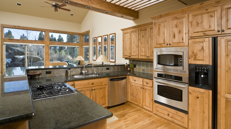 kitchen with wood cabinets