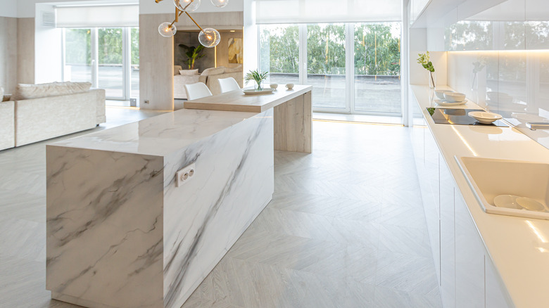 Kitchen with extended island