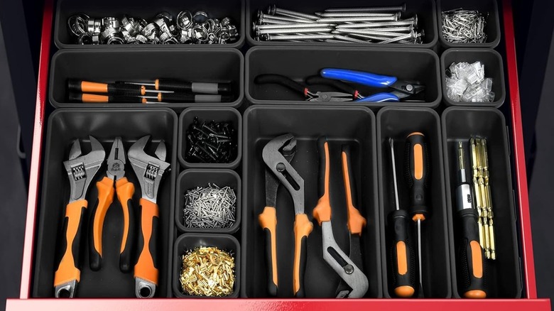 A-LuGei Tool Box Organizer Trays in garage drawer
