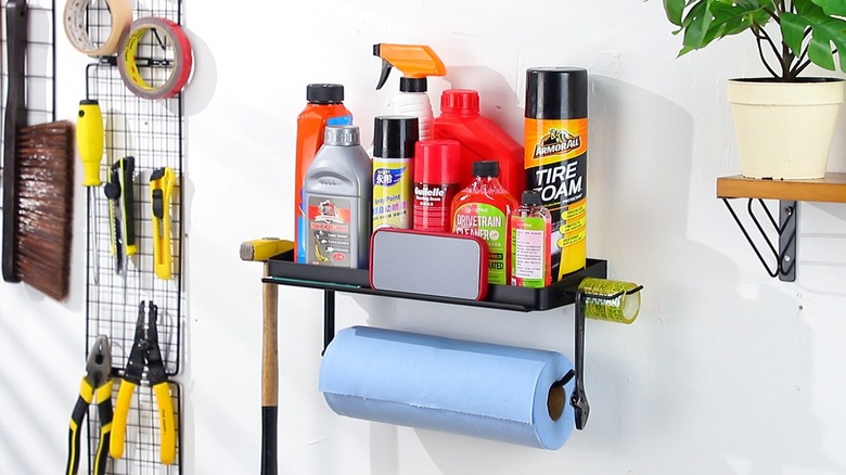 Suntech Garage Paper Towel Holder mounted on garage wall