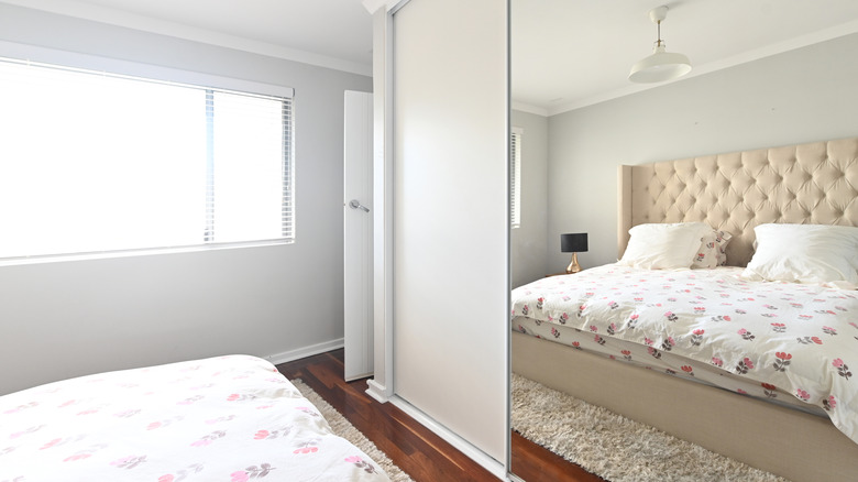 large mirror in bedroom