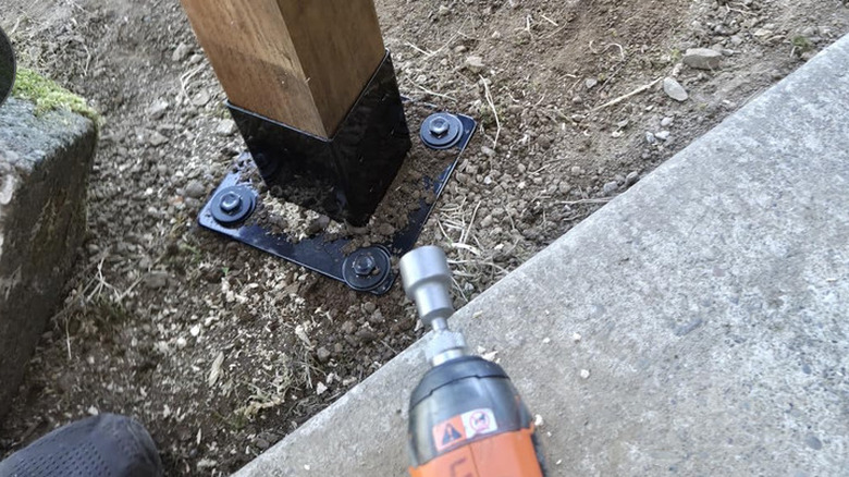 The LADECH 4x4 No Dig Ground Spike Post Anchor available from Amazon