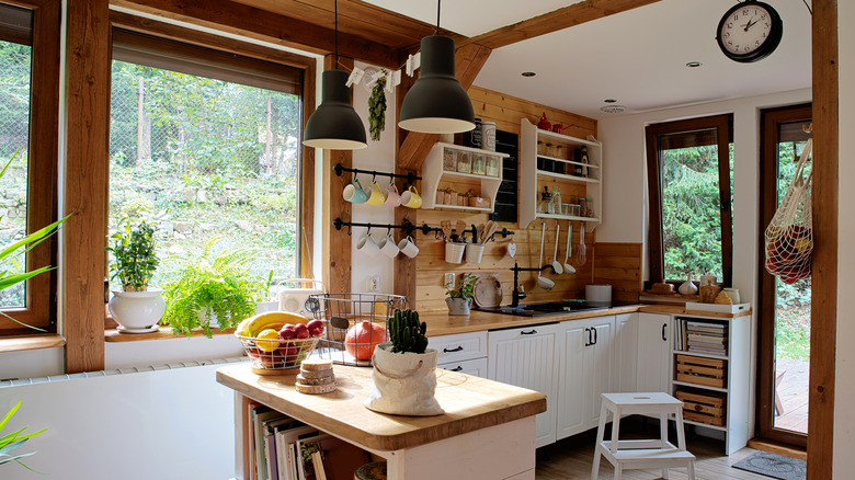 Modern cabin kitchen with rustic and contemporary details